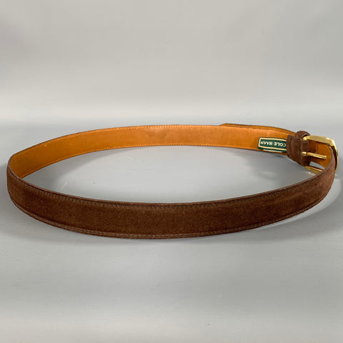 COLE HAAN Size 38 Brown Textured Suede Belt