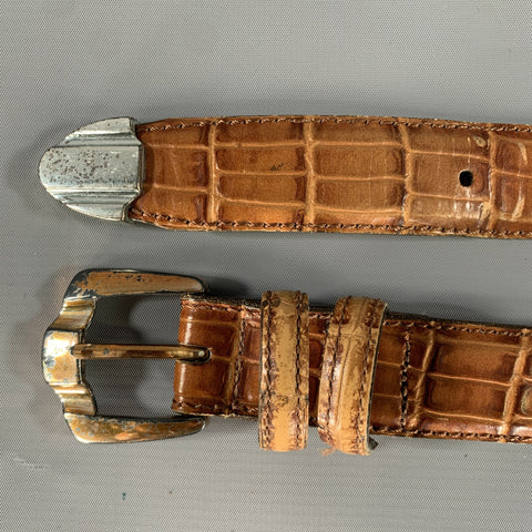 NO BRAND Size 40 Brown Cognac Alligator Leather Belt