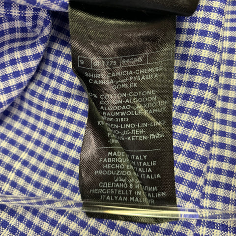 TOM FORD Size L Blue White Plaid Cotton Button Up Long Sleeve Shirt