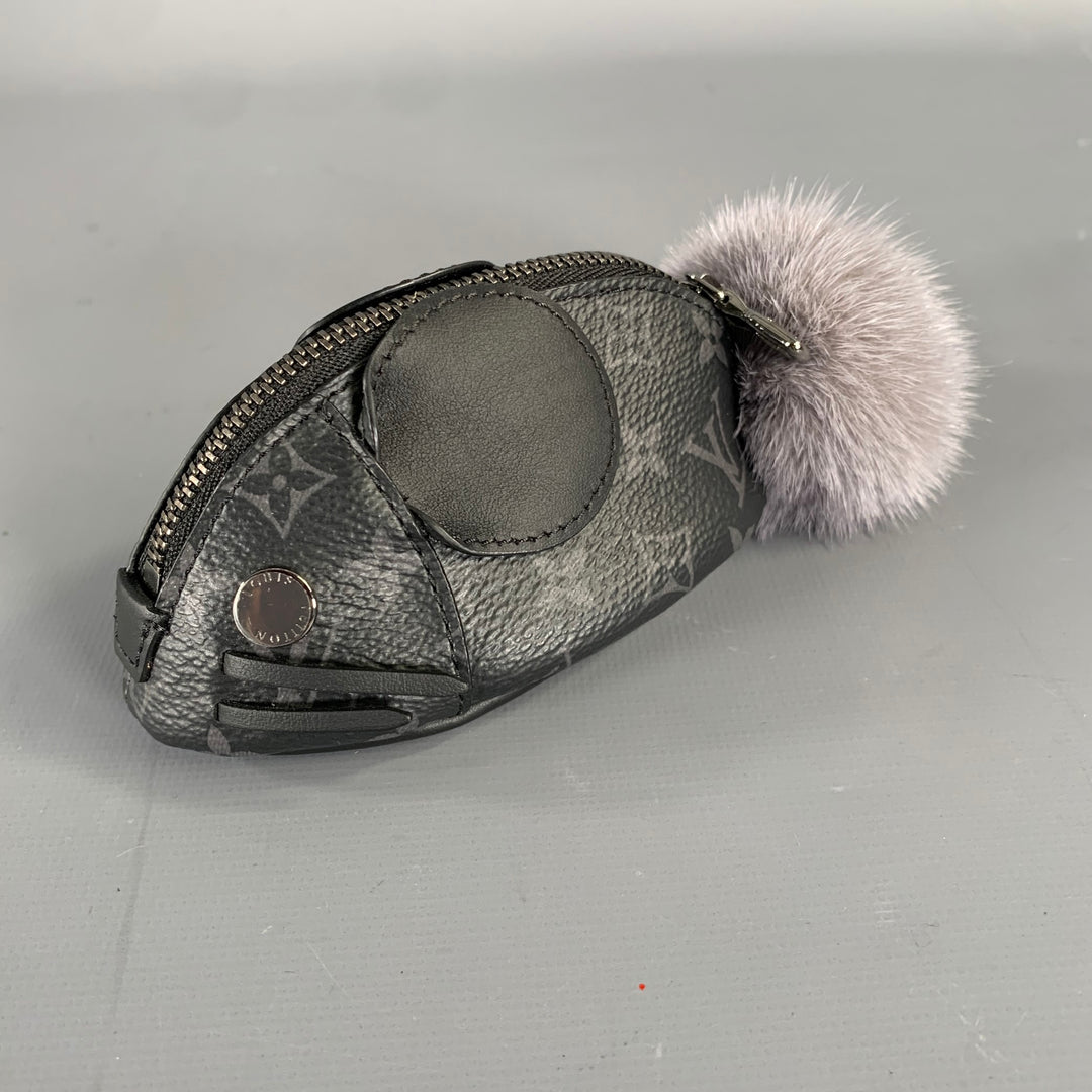 LOUIS VUITTON Black Grey M00962 Logo Lambskin Canvas Bag