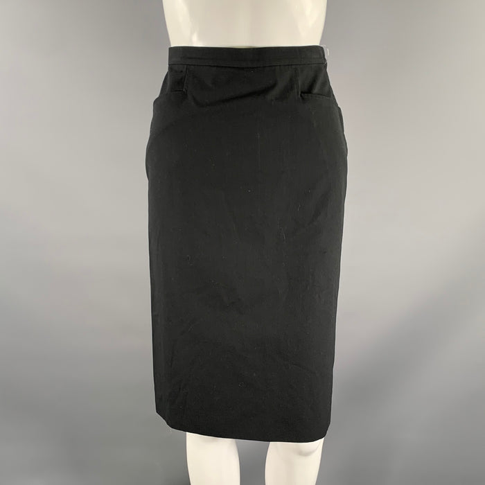 MIU MIU Size 0 Black Polyester Rayon Knee-Length Skirt