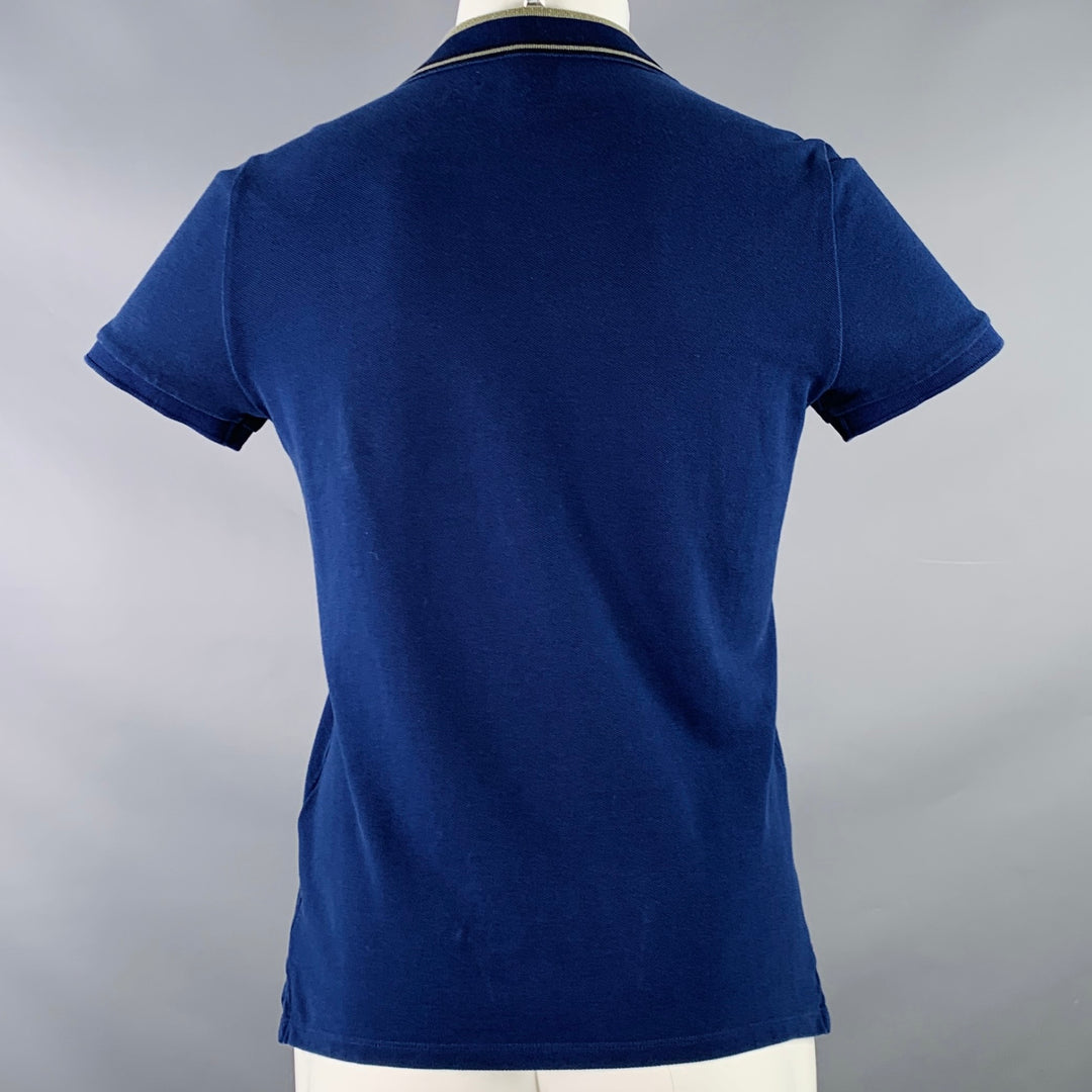 BURBERRY LONDON Size M Blue Olive Contrast Trim Cotton Pique Half Placket Polo