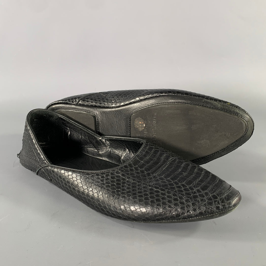 HAIDER ACKERMANN Size 8 Black Snake Leather Loafers