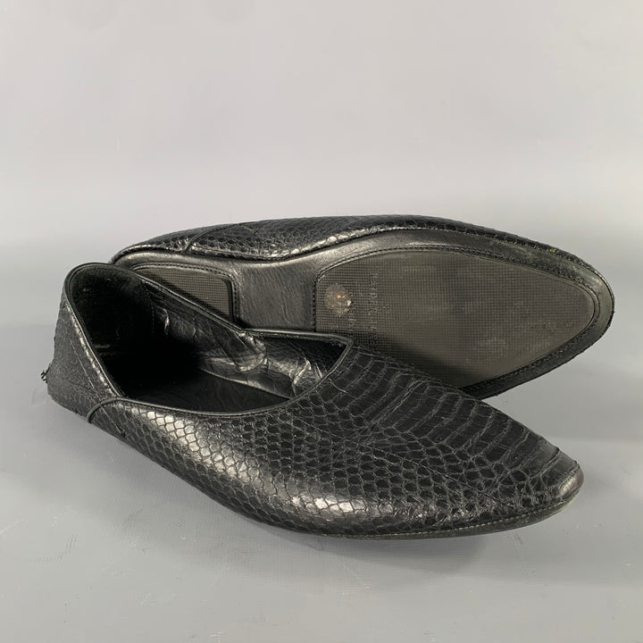 HAIDER ACKERMANN Size 8 Black Snake Leather Loafers