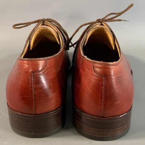 GRAVATI Size 9.5 Burgundy 16609 Solid Leather Derby Lace Up Shoes