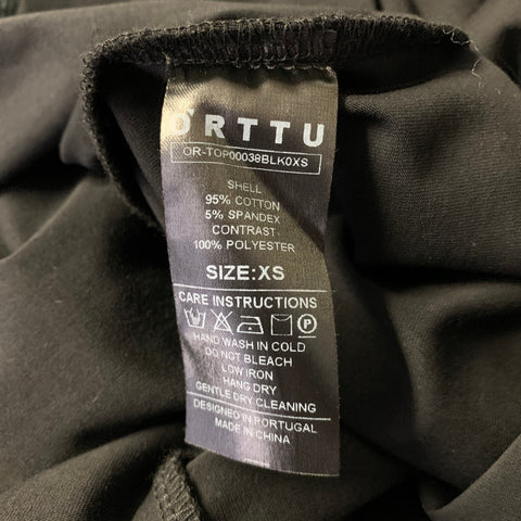 ORTTU Size XS Black Cotton Spandex Texture Sleeve Pullover
