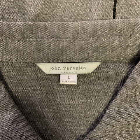 JOHN VARVATOS Size L Black Heather Wool Blend Long Polo
