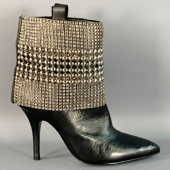 SCHUTZ Size 7 Black Studded Pull On Stiletto Booties