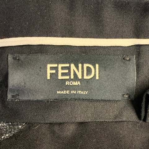 FENDI Size 30 Black Grey Glenplaid Cotton Wool Flat Front Dress Pants