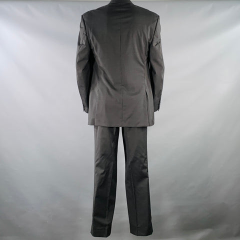 CALVIN KLEIN Size 46 Black White Pinstripe Wool Single Breasted Suit