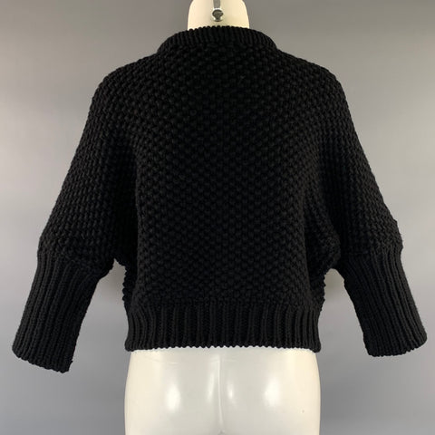 DSQUARED2 Size M Black Wool Knit Toggle Closure Sweater