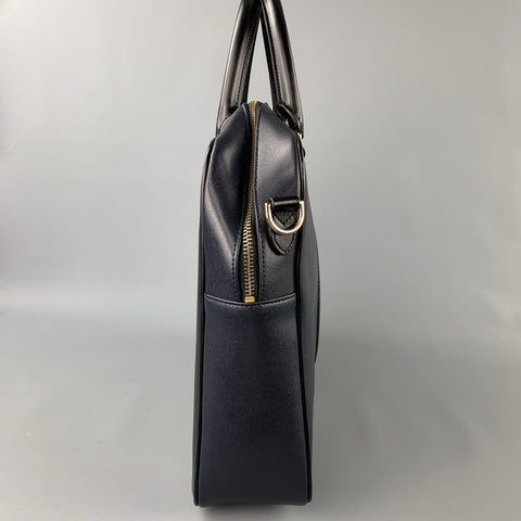 PAUL SMITH Navy & Black Leather Shoulder Strap Briefcase Bag