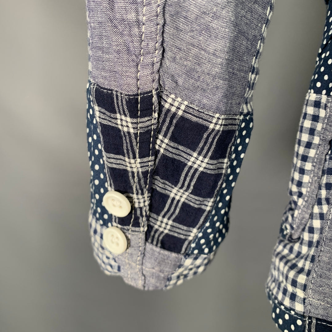 ENGINEERED GARMENTS Size XS Navy White Patchwork Cotton Sport Coat