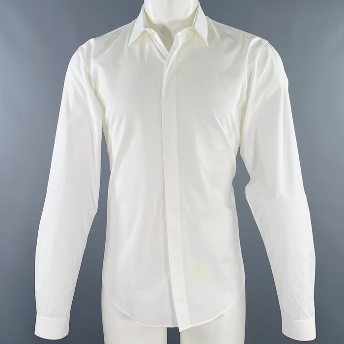 SANDRO Size M White Cotton Hidden Buttons Long Sleeve Shirt