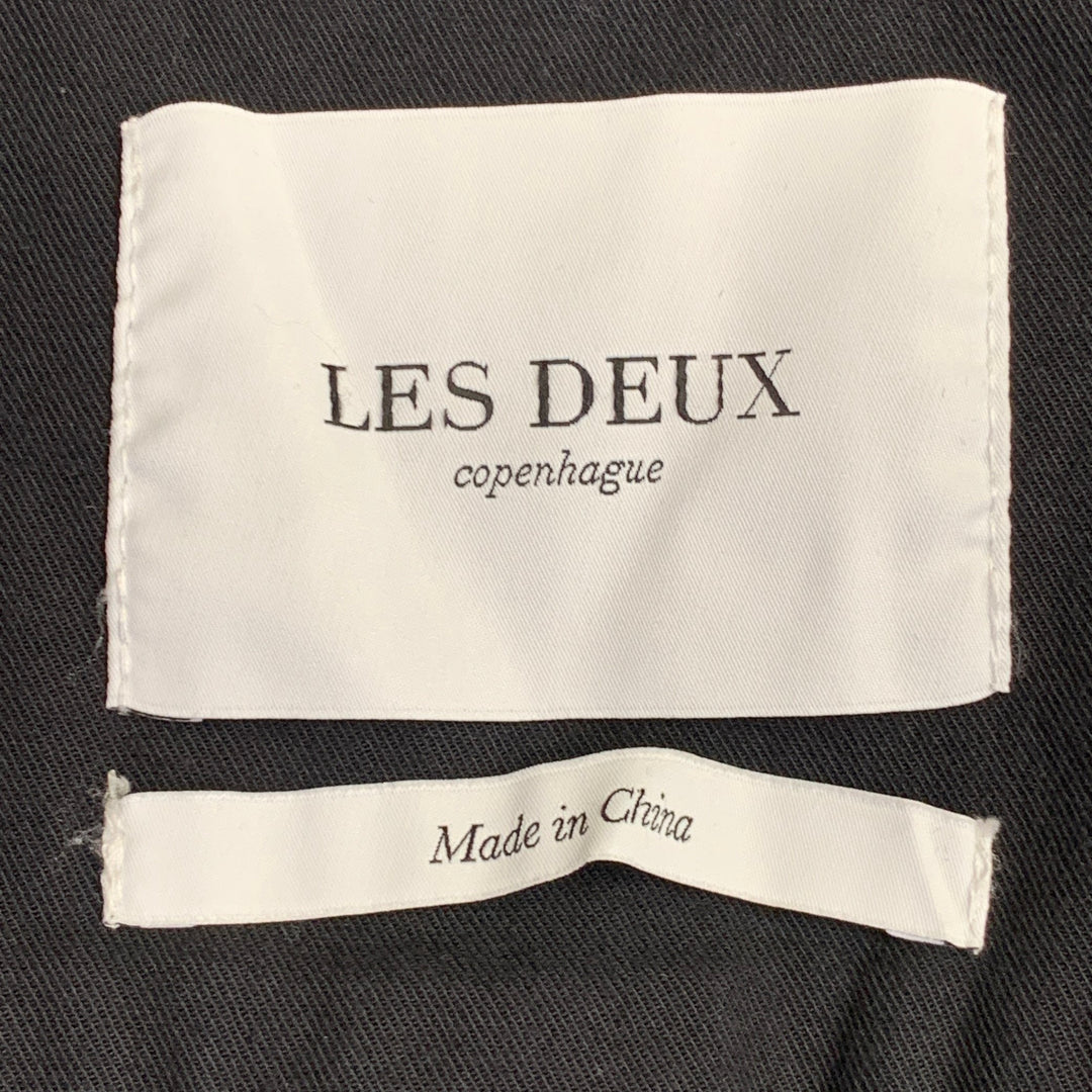 LES DEUX Size L Black Cotton Snaps Two Pockets Long Sleeve Shirt