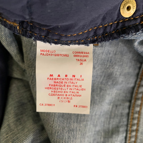 MARNI Size M Blue Brown Cotton  Linen Casual Pants