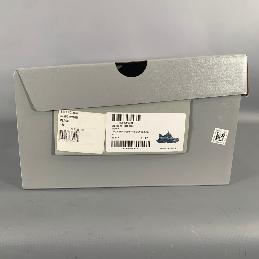 BALENCIAGA Size 9 Black Navy Mixed Patterns Mixed Fabrics Runner Sneakers