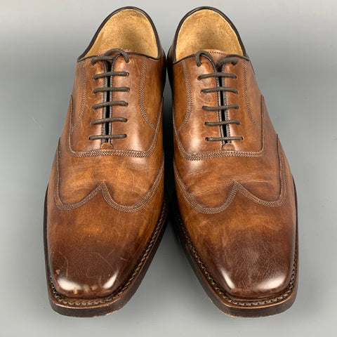 CALZOLERIA HARRIS Size 7.5 Brown Antique Leather Oxford Lace-Up Shoes