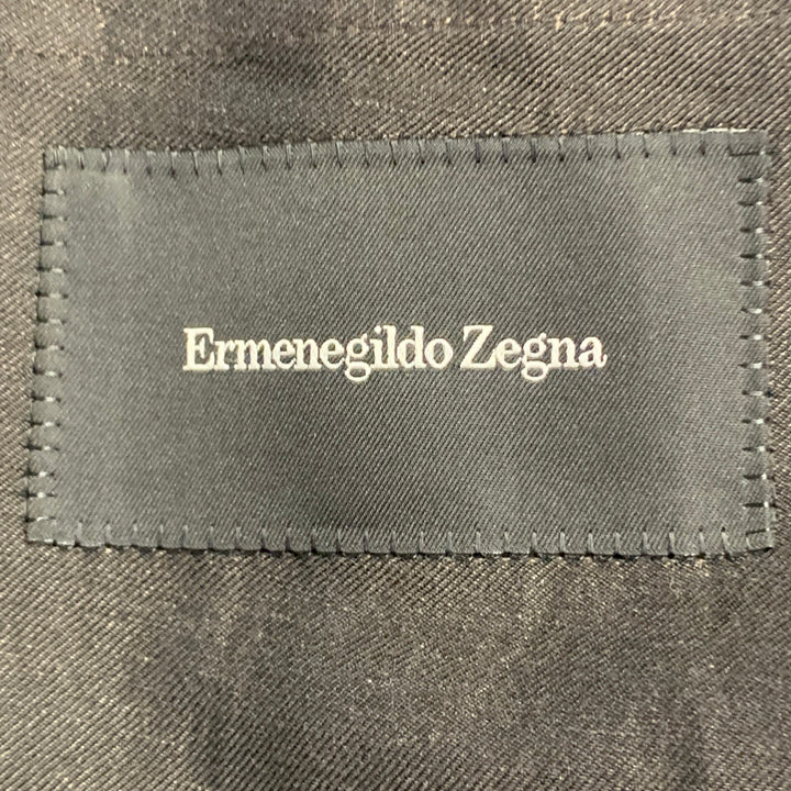 ERMENEGILDO ZEGNA Size 44 Regular Brown Silk Linen Twill Sport Coat