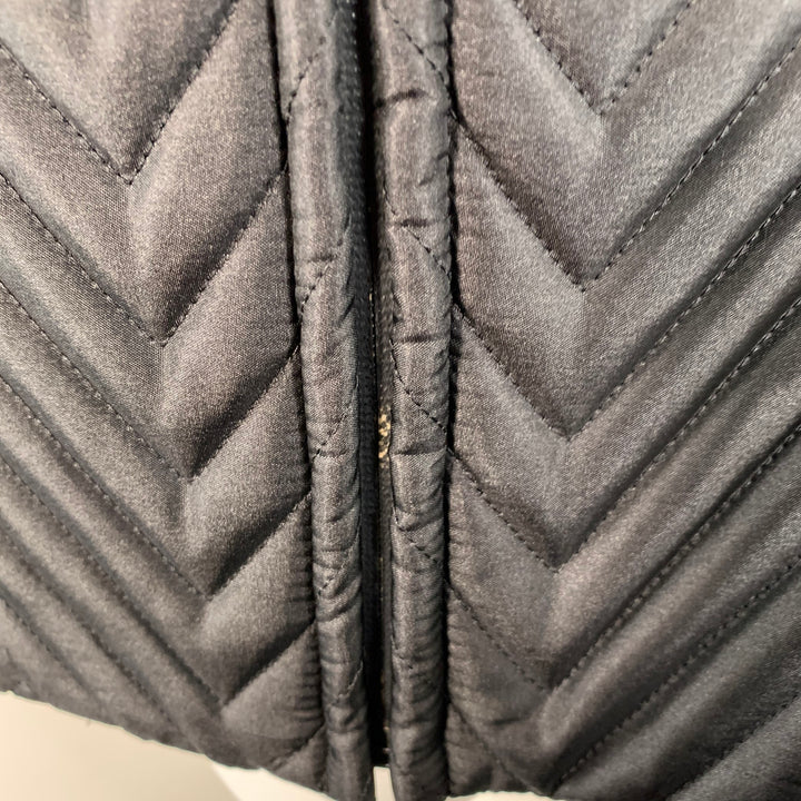 CALVIN KLEIN COLLECTION Size 40 Black Quilted Polyester Zip Up Jacket