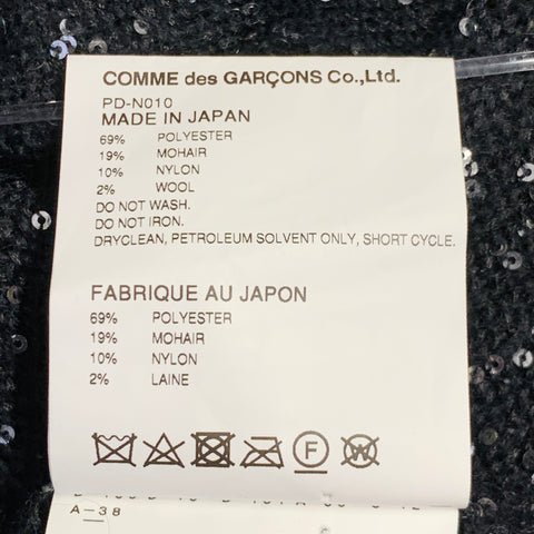 COMME des GARCONS HOMME PLUS FW19 Runway Size L Black Sequined Crew Neck Long Sweater