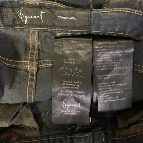 FAGASSENT by TOSHIKI AOKI Size 36 Navy Grey Splattered Cotton Blend Jeans