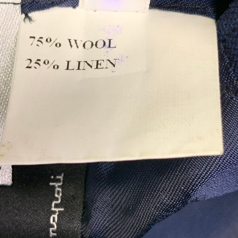 SARTORIO Veste de sport croisée en laine et lin à carreaux bleu et noir, taille 44