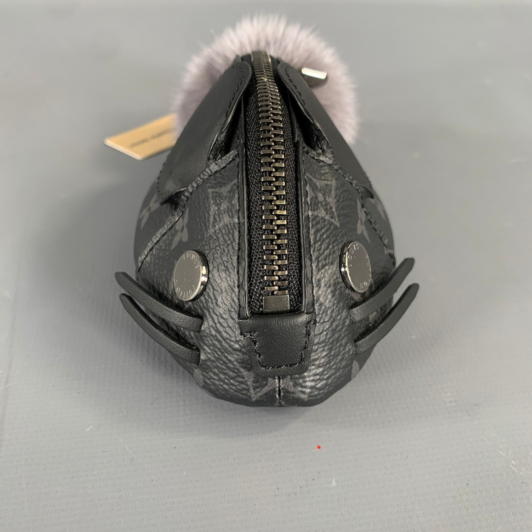 LOUIS VUITTON Black Grey M00962 Logo Lambskin Canvas Bag