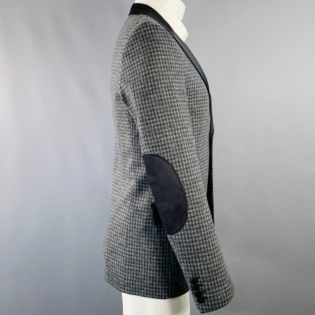 JUNYA WATANABE Size M Grey Black Houndstooth Wool Blend Slim Fit Sport Coat