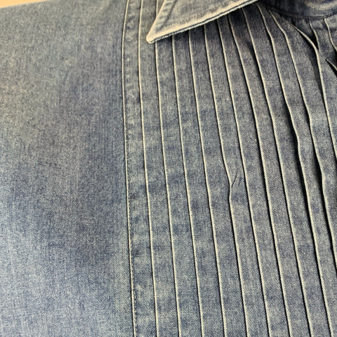 BERGDORF GOODMAN Size L Indigo Cotton Tuxedo Long Sleeve Shirt