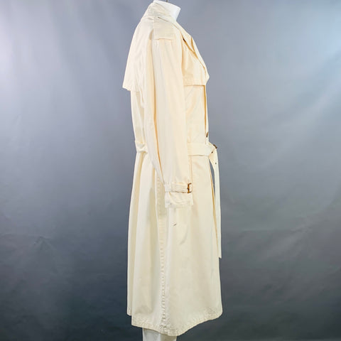 GIORGIO ARMANI Vintage Size L Cream Cotton Oversized Belted Trenchcoat