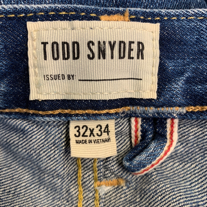TODD SNYDER Size 32 Blue Cotton Straight Selvedge Denim Button Fly Jeans
