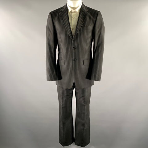 PAUL SMITH Size 38 Black White Pinstripe Wool Notch Lapel Suit