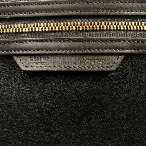 CELINE Brown Taupe Color Block Leather Tote Handbag