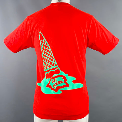 T-shirt col ras du cou en coton ICECREAM, taille M, rouge, vert, à motif graphique