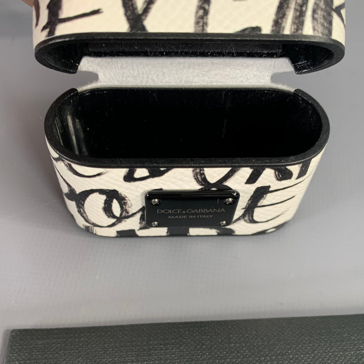 DOLCE & GABBANA White Black Leather AirPod Case