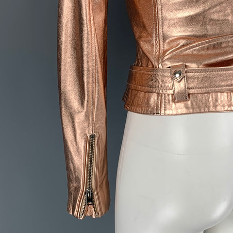 IRO Size XS Gold Leather Metallic Biker Jacket