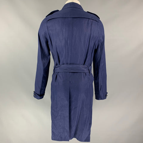 BURBERRY PRORSUM Spring 2015 Size 40 Navy Linen Trench Coat