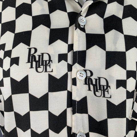 RHUDE AW22 Size XS Black White Tencel Short Sleeve Shirt