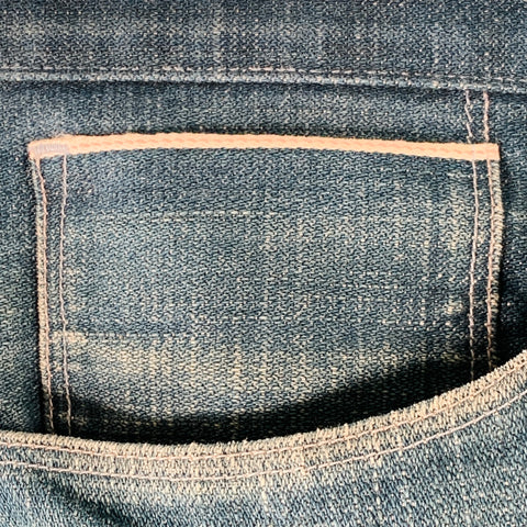 3 X 1 Size 34 Blue White Contrast Trim Cotton Straight Selvedge Jeans