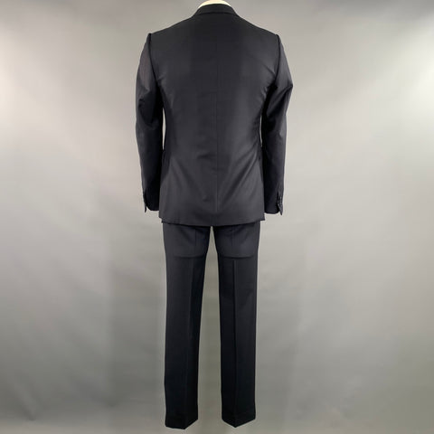 ERMENEGILDO ZEGNA Chest Size 40 Navy Solid Wool Notch Lapel 32 34 Suit