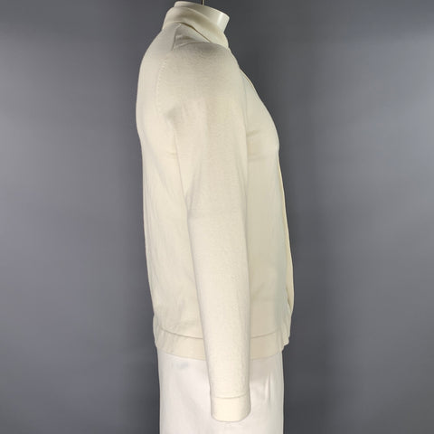 SUIT SUPPLY Size L White Cream Knit Wool Button Up Cardigan