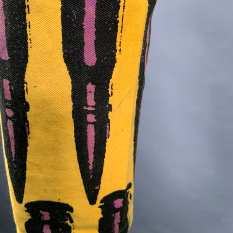 STEPHEN SPROUSE Vintage FW88 Size 31 Yellow Purple Black Bullet Print Cotton Tapered Jeans