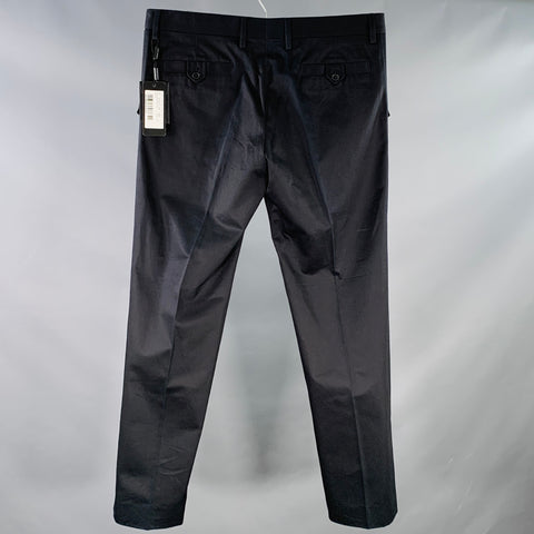 DOLCE & GABBANA Size 36 Black Cotton Twill Tapered Zip Fly Dress Pants