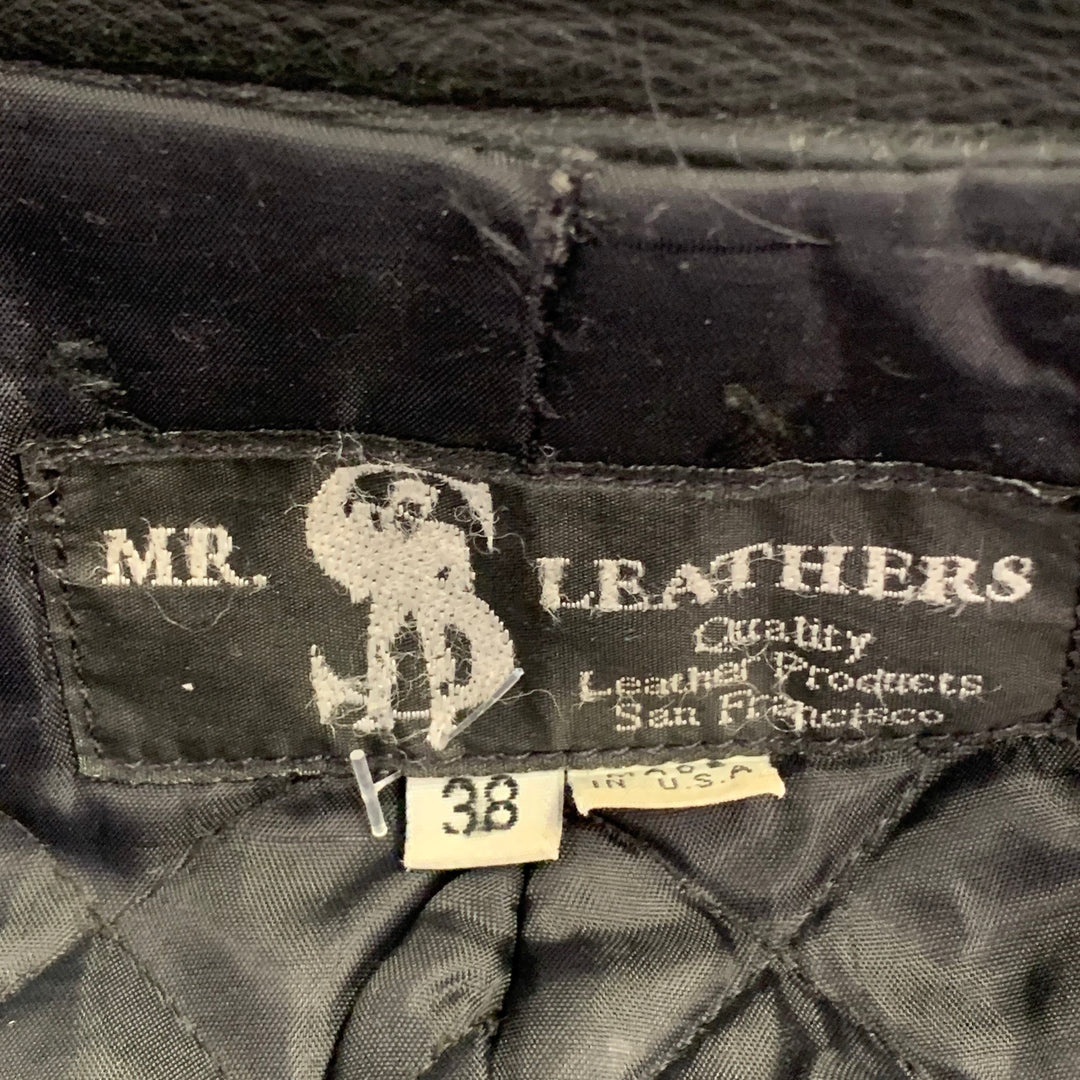 MR. S LEATHER Size 38 Black Leather Motorcycle Zip Up Jacket