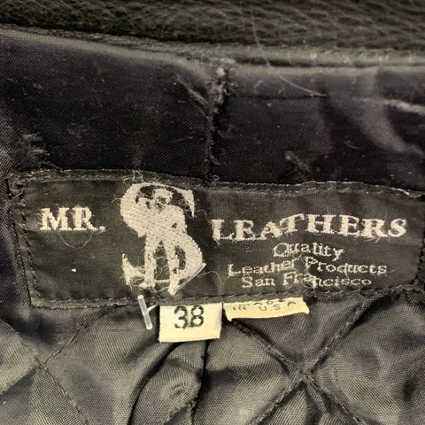 MR. S LEATHER Size 38 Black Leather Motorcycle Zip Up Jacket