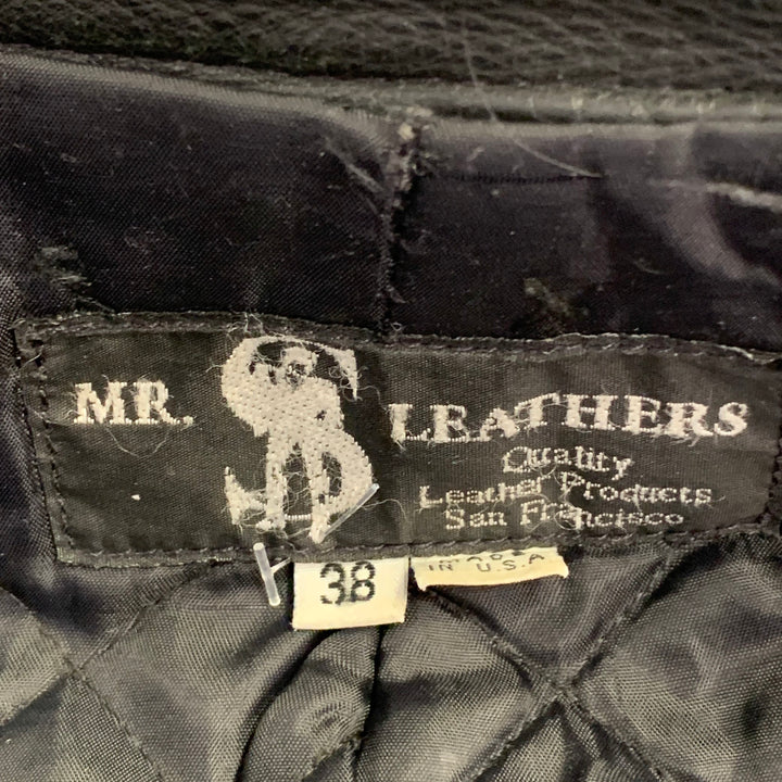 MR. S LEATHER Size 38 Black Leather Motorcycle Zip Up Jacket