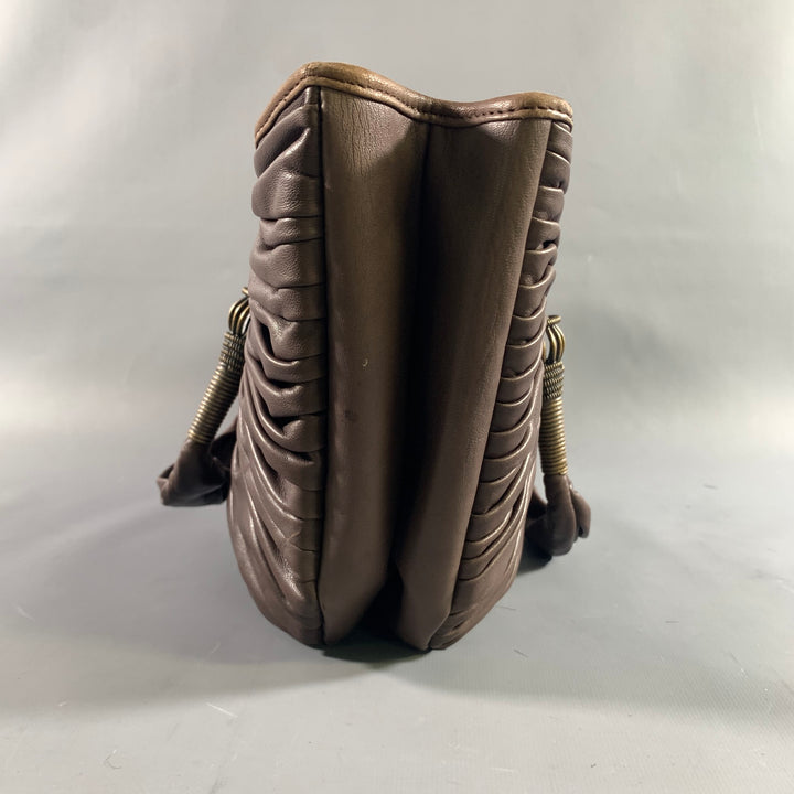DIOR Brown Yellow Pleated Lambskin Leather Bags