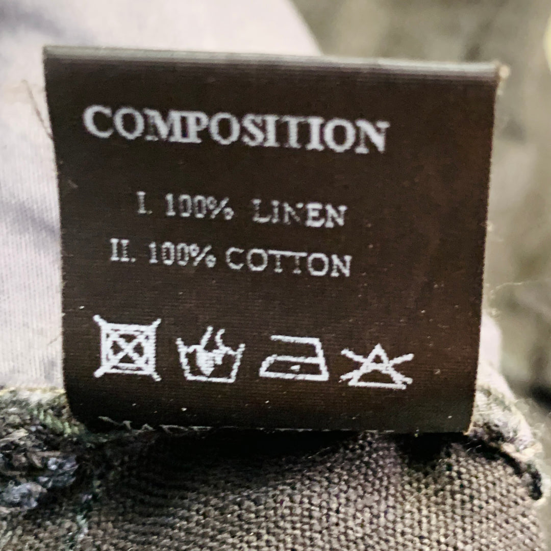 LAYER-O Size 4 Black Linen Narrow Leg Tapered Button Fly Casual Pants