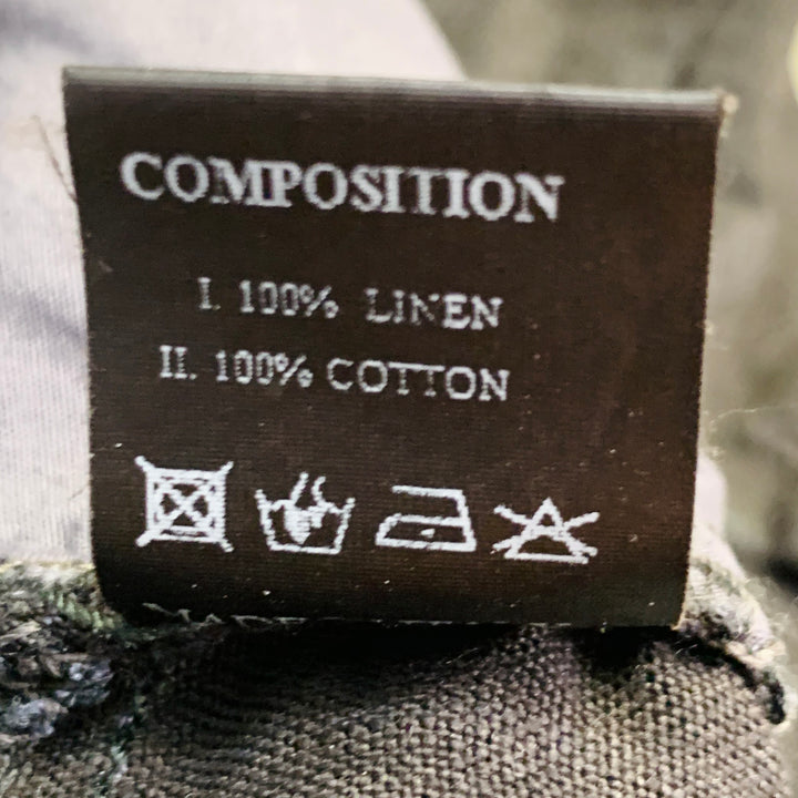 LAYER-O Size 4 Black Linen Narrow Leg Tapered Button Fly Casual Pants